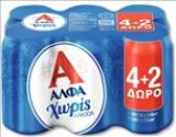ΑΛΦΑ ΚΟΥΤΙ ΜΠΥΡΑ ( 4+2 ΔΩΡΟ Χ 330ML) x 4 ΧΩΡΙΣ ΑΛΚΟΟΛ